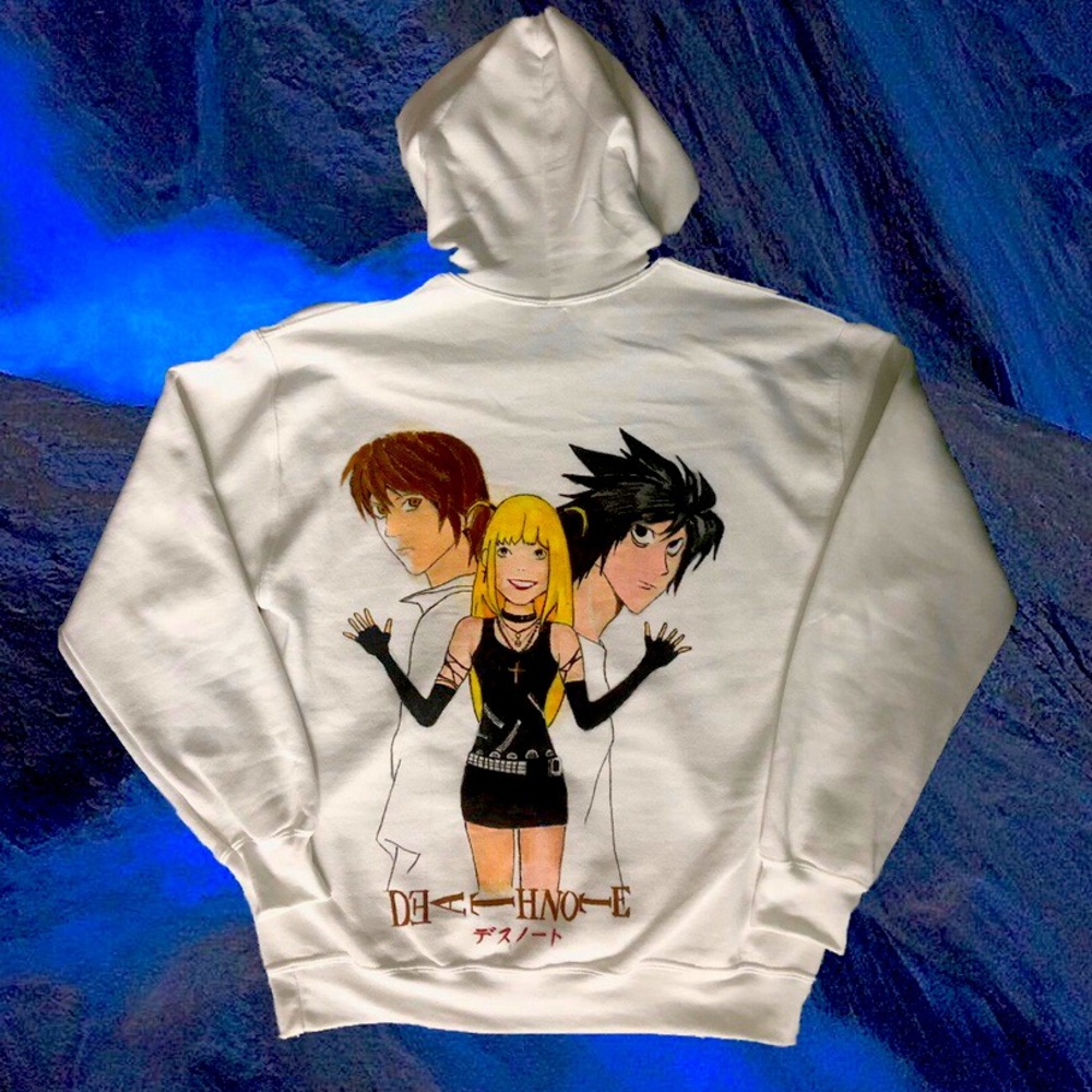 Death Note Anime Custom Painted White Hoodje